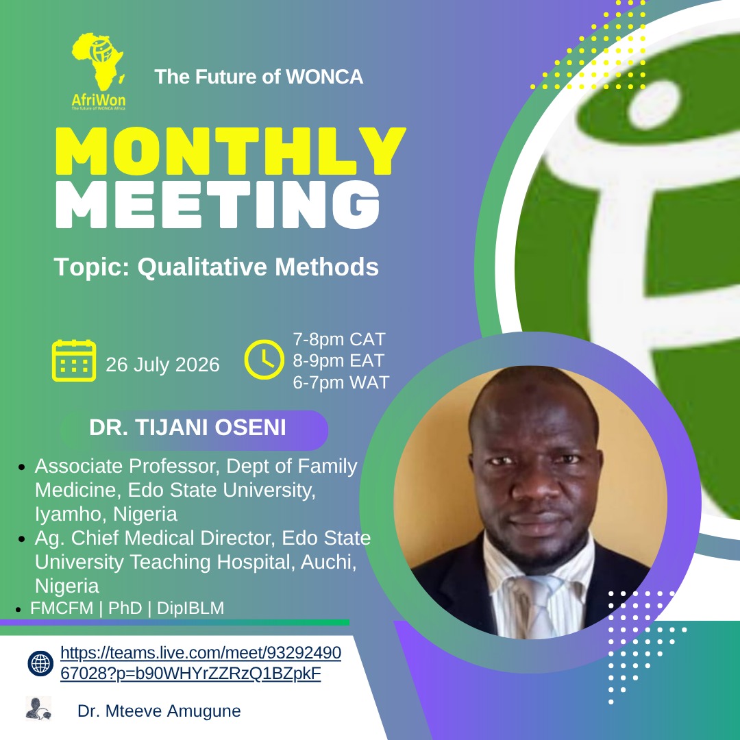 AfriWON Research Group meeting, 26 July 2026: Qualitative Methods with Dr Tijani Oseni